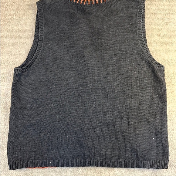 Basic Editions Ugly Halloween Knit Vest Womens M Pumpkin Scarecrow VINTAGE - Picture 3 of 7